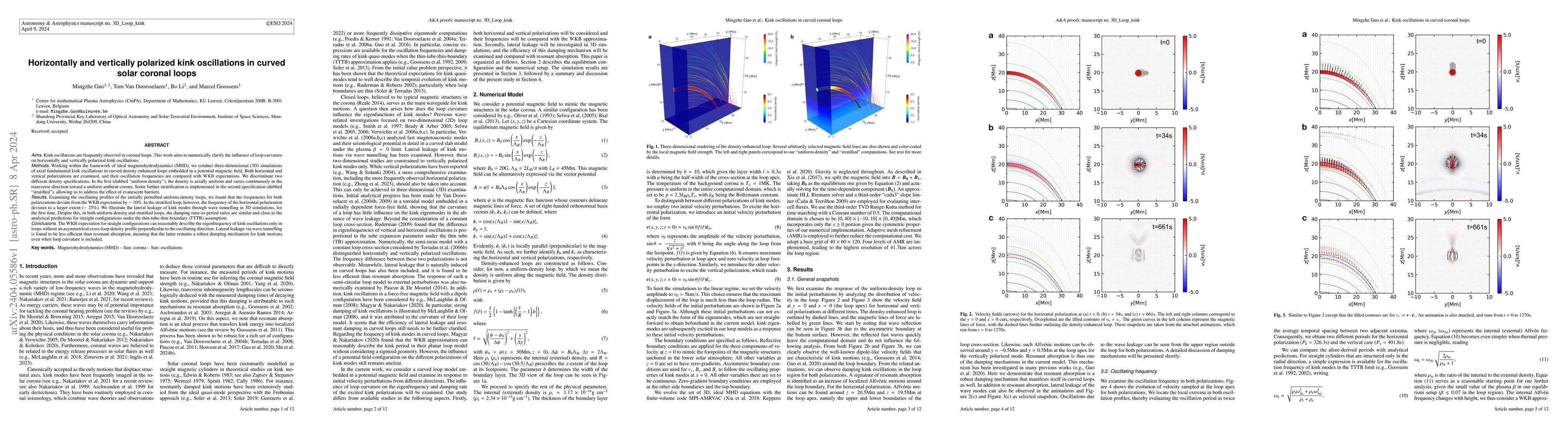 Thumbnail for Horizontally and vertically polarized kink oscillations in curved solar
  coronal loops