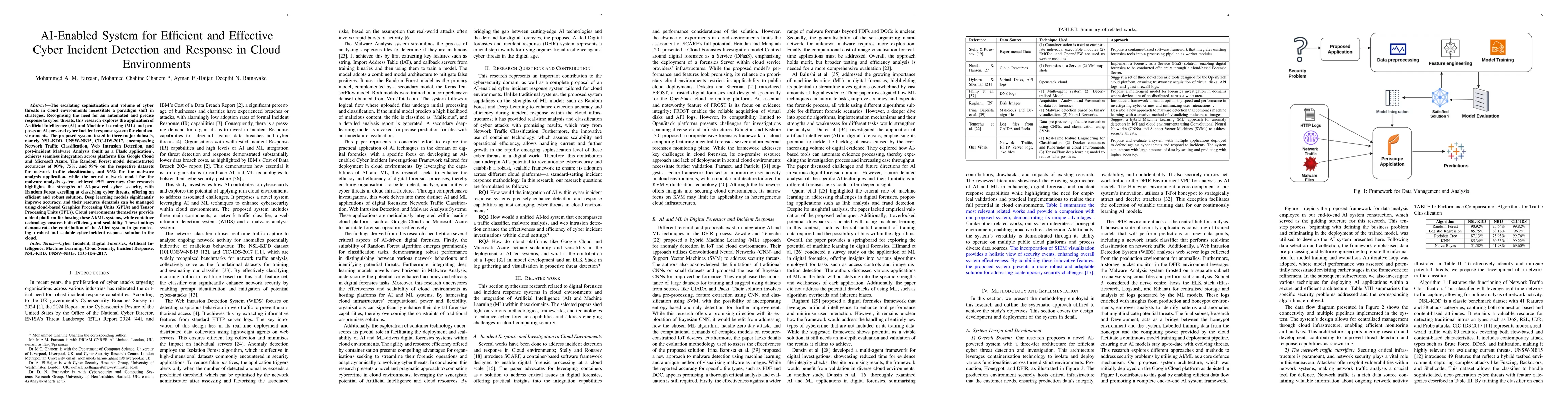 Thumbnail for AI-Enabled System for Efficient and Effective Cyber Incident Detection
  and Response in Cloud Environments