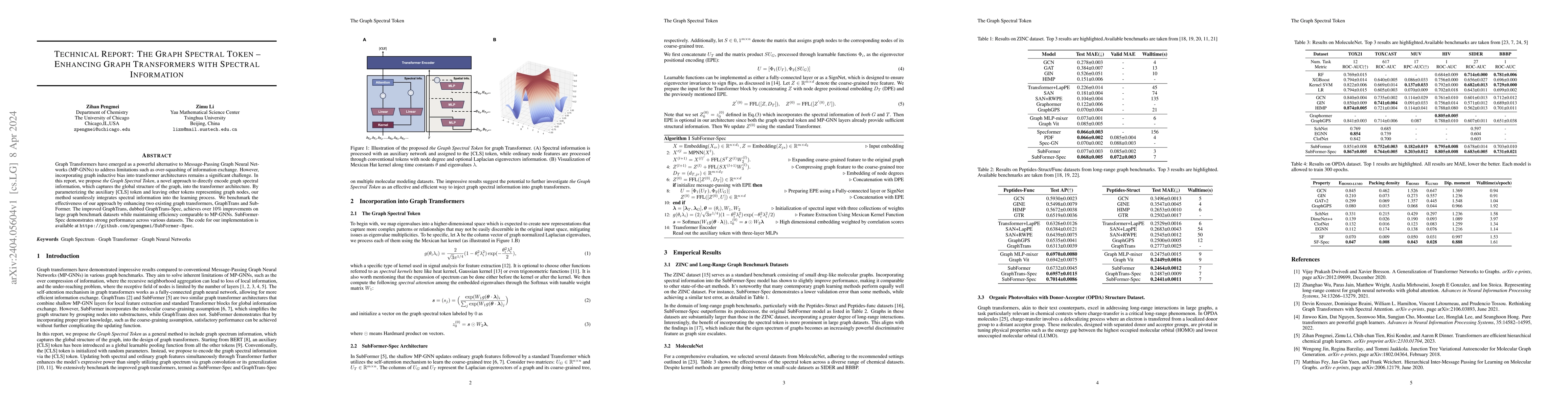 Thumbnail for Technical Report: The Graph Spectral Token -- Enhancing Graph
  Transformers with Spectral Information