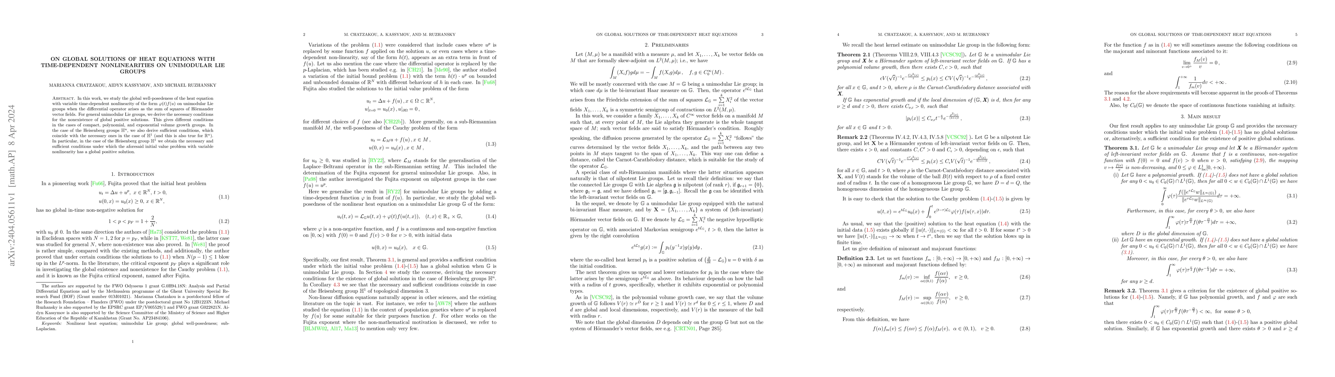 Thumbnail for On global solutions of heat equations with time-dependent nonlinearities
  on unimodular Lie groups