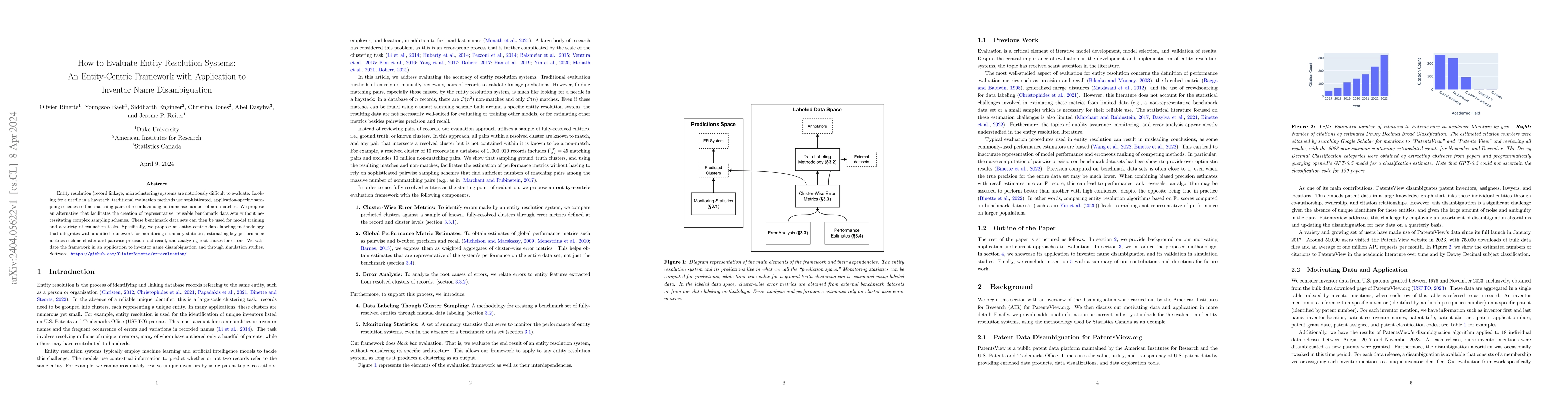 Thumbnail for How to Evaluate Entity Resolution Systems: An Entity-Centric Framework
  with Application to Inventor Name Disambiguation