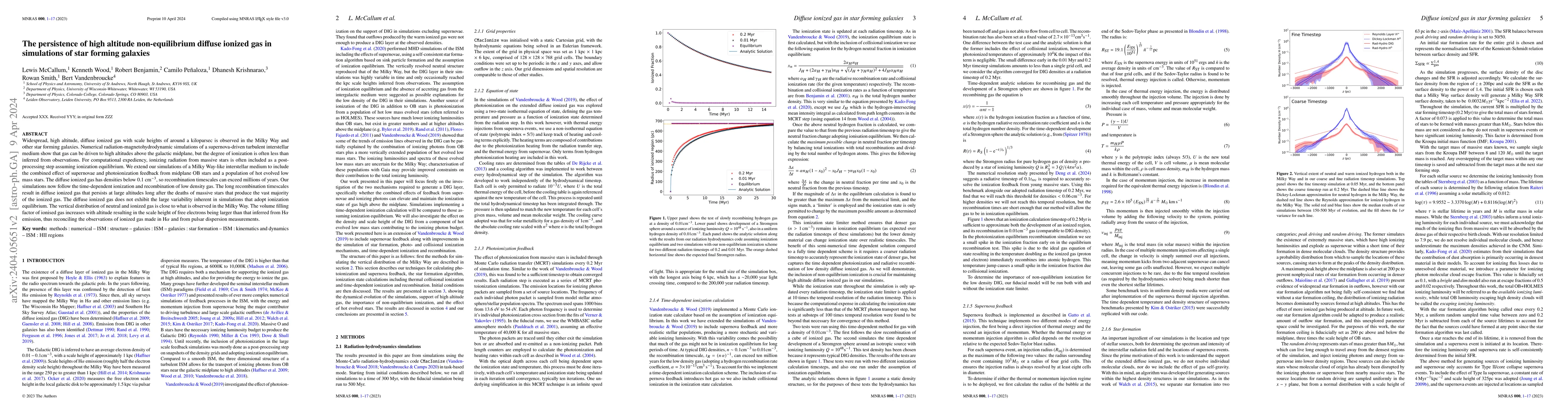 Thumbnail for The persistence of high altitude non-equilibrium diffuse ionized gas in
  simulations of star forming galaxies