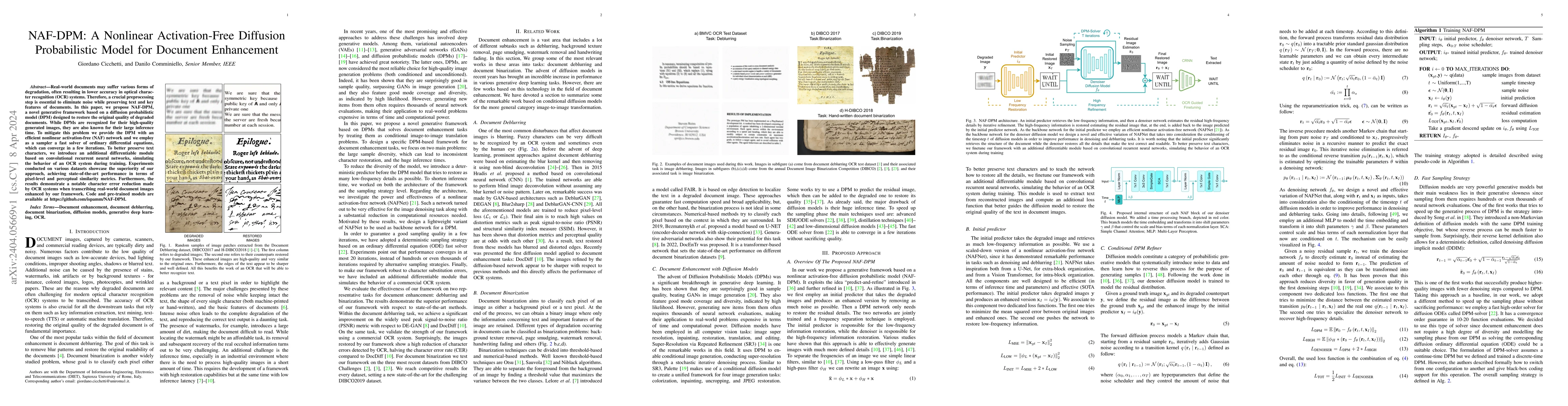 Thumbnail for NAF-DPM: A Nonlinear Activation-Free Diffusion Probabilistic Model for
  Document Enhancement