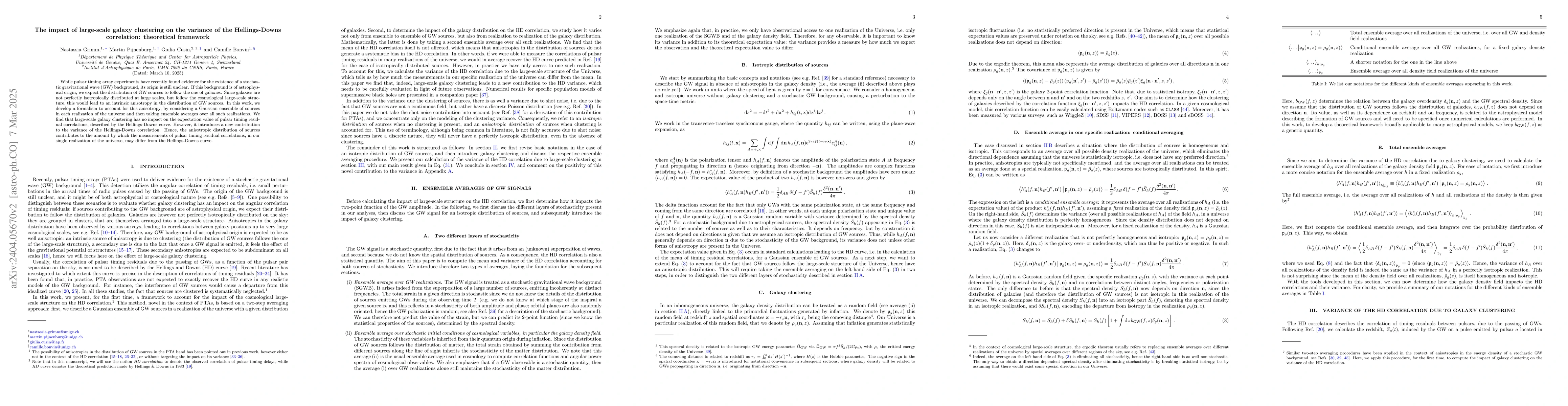 Thumbnail for The impact of large-scale galaxy clustering on the variance of the
  Hellings-Downs correlation