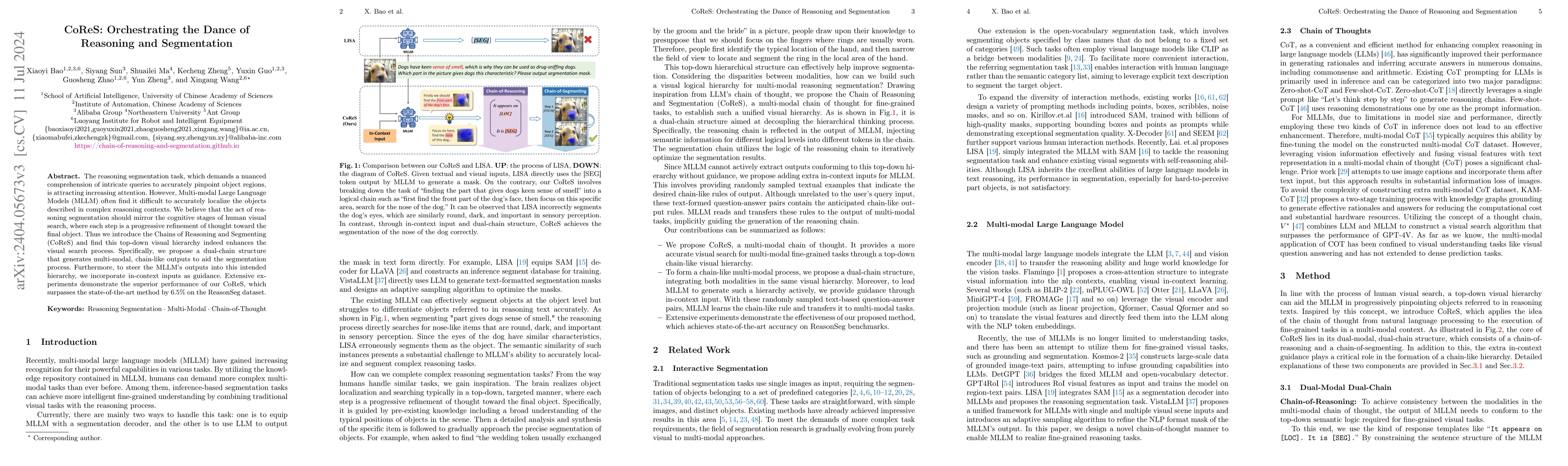 Thumbnail for CoReS: Orchestrating the Dance of Reasoning and Segmentation