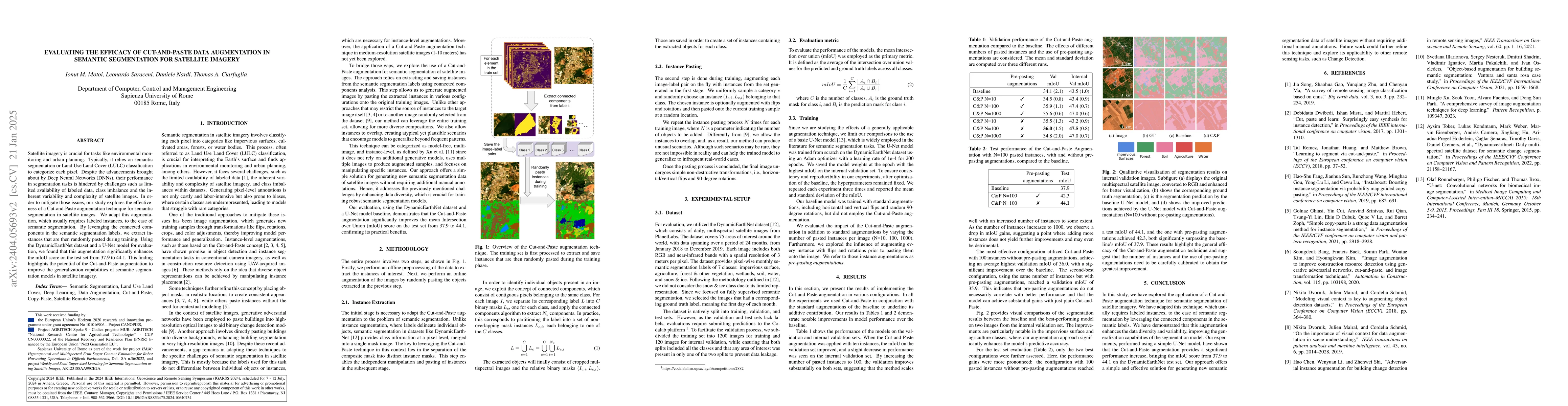 Thumbnail for Evaluating the Efficacy of Cut-and-Paste Data Augmentation in Semantic
  Segmentation for Satellite Imagery