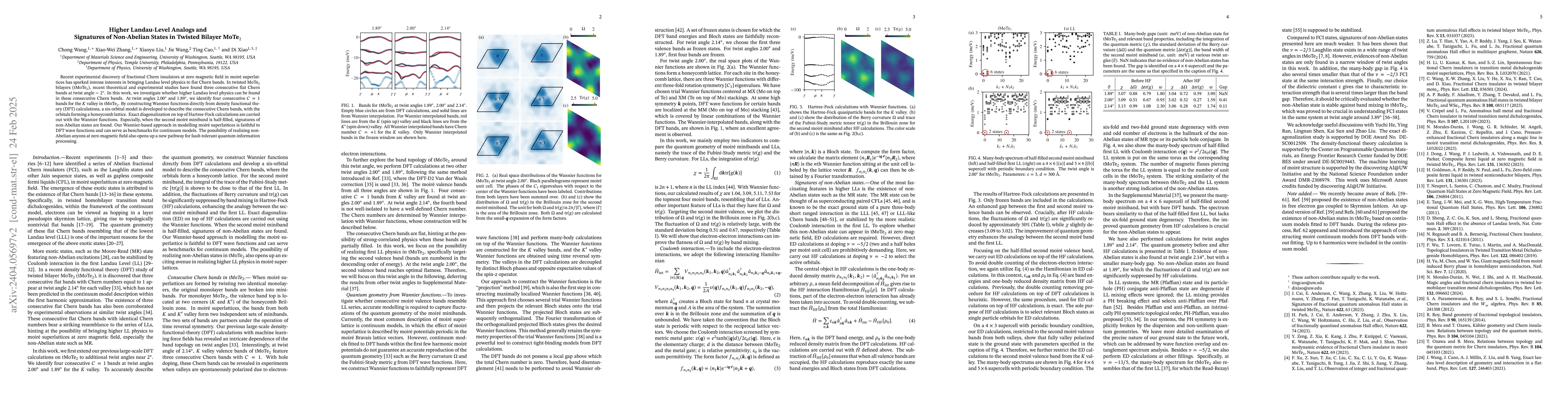 Thumbnail for Higher Landau-Level Analogues and Signatures of Non-Abelian States in
  Twisted Bilayer MoTe$_2$