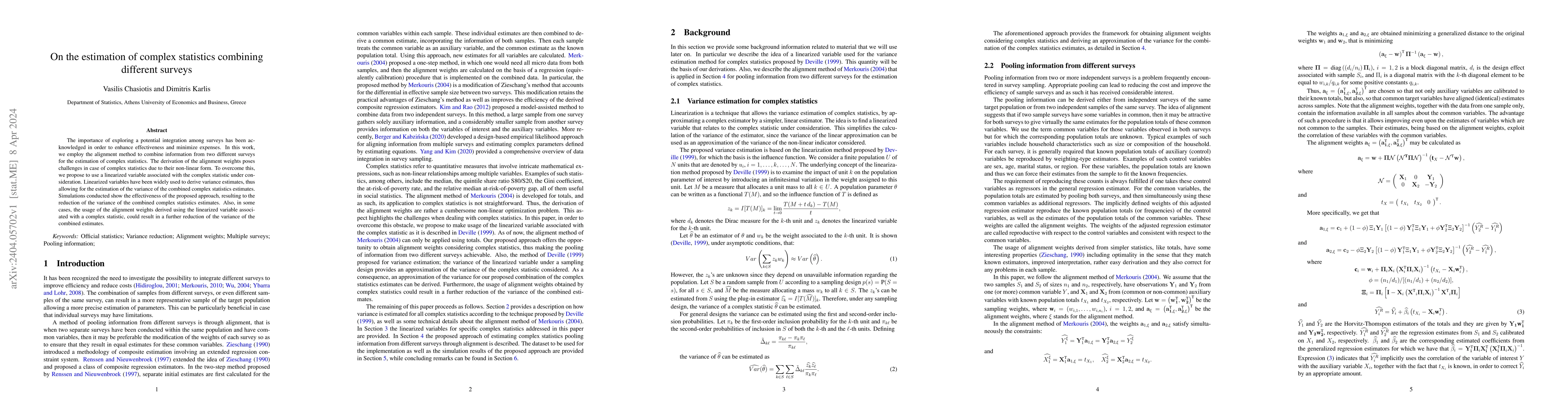 Thumbnail for On the estimation of complex statistics combining different surveys