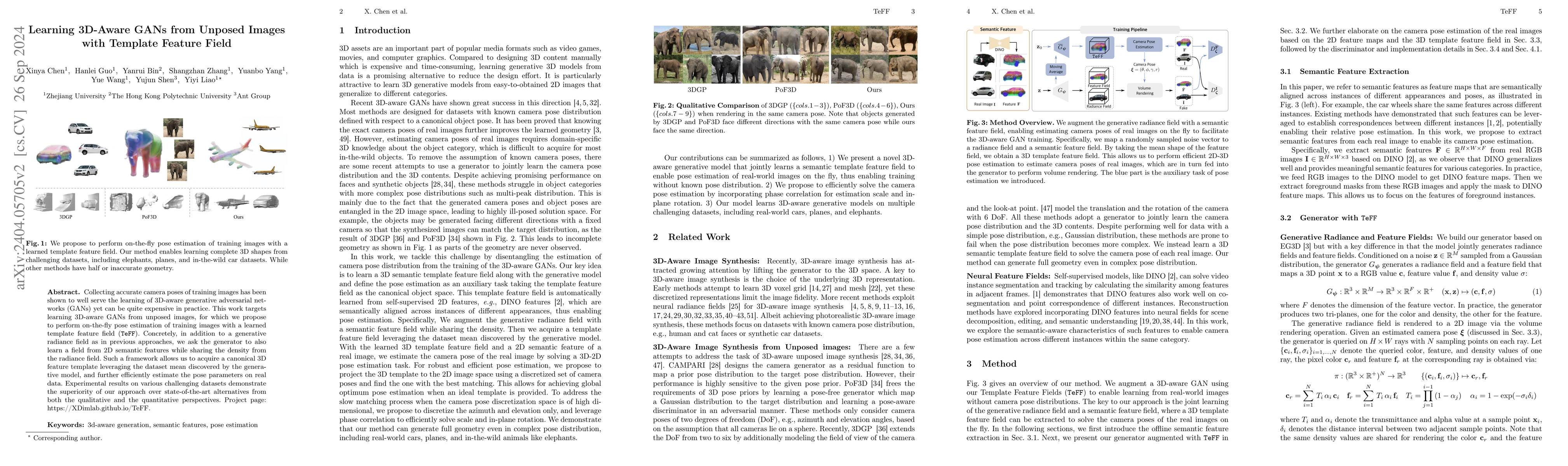 Thumbnail for Learning 3D-Aware GANs from Unposed Images with Template Feature Field