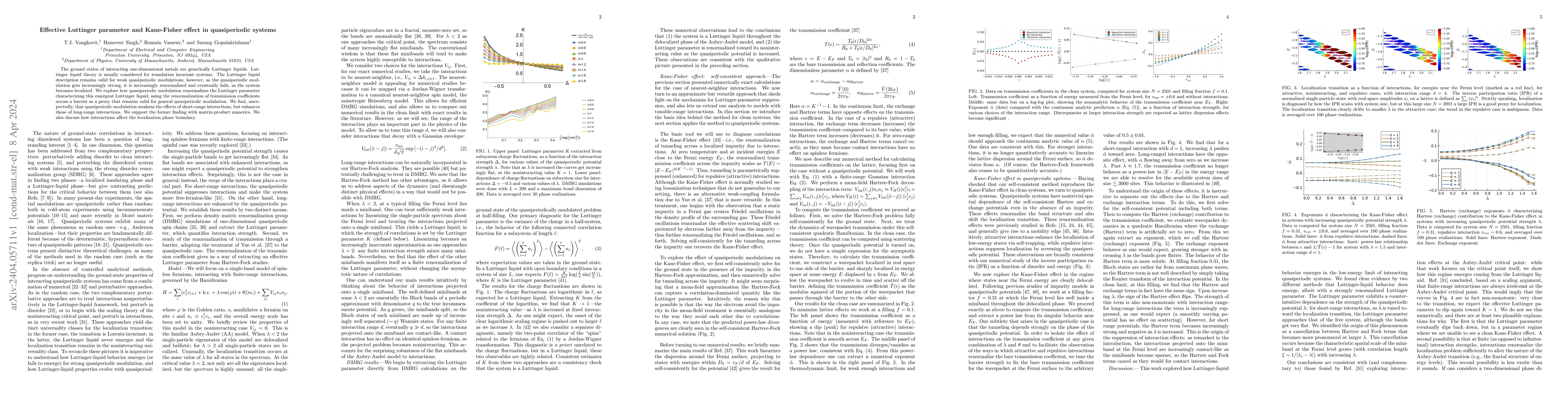 Thumbnail for Effective Luttinger parameter and Kane-Fisher effect in quasiperiodic
  systems