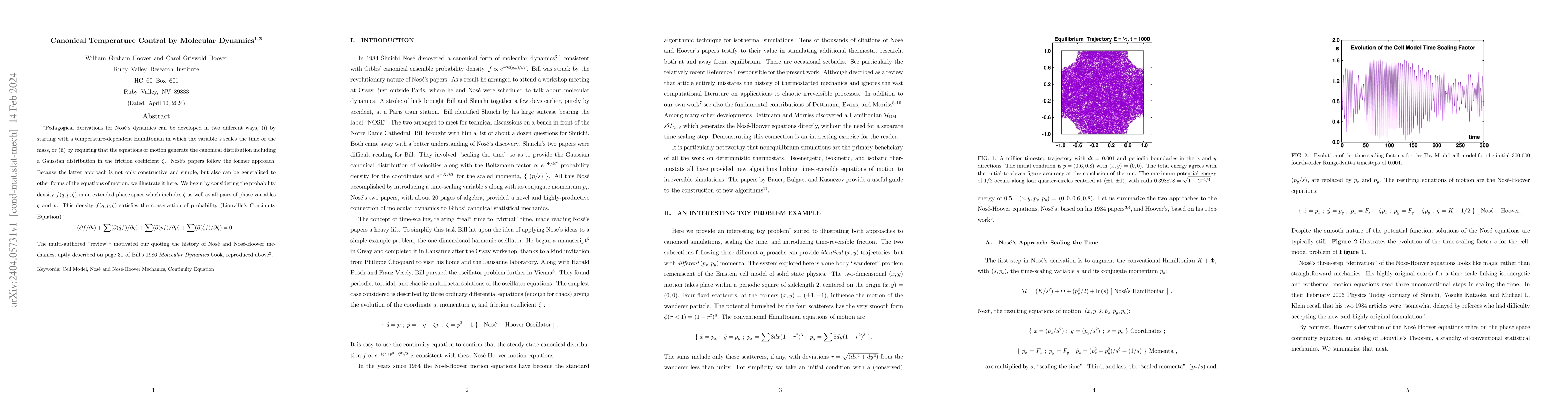 Thumbnail for Canonical Temperature Control by Molecular Dynamics