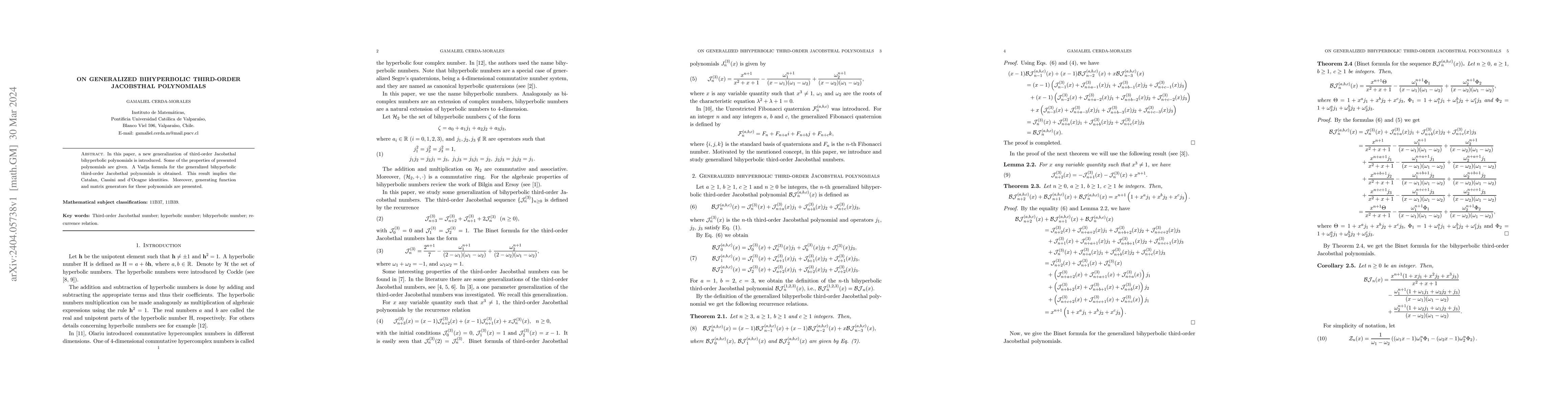 Thumbnail for On Generalized Bihyperbolic Third-order Jacobsthal Polynomials