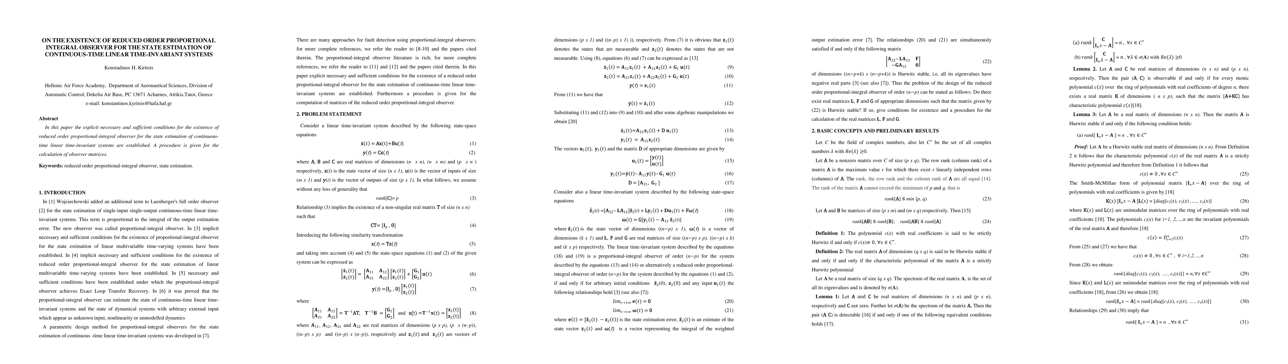 Thumbnail for On the existence of reduced order proportional-integral observer for the
  state estimation of continuous-time linear time-invariant systems