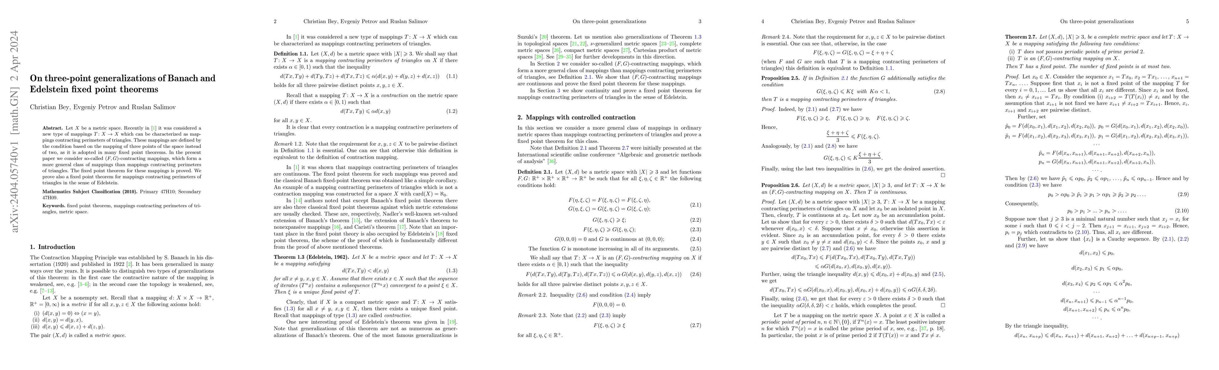 Thumbnail for On three-point generalizations of Banach and Edelstein fixed point
  theorems