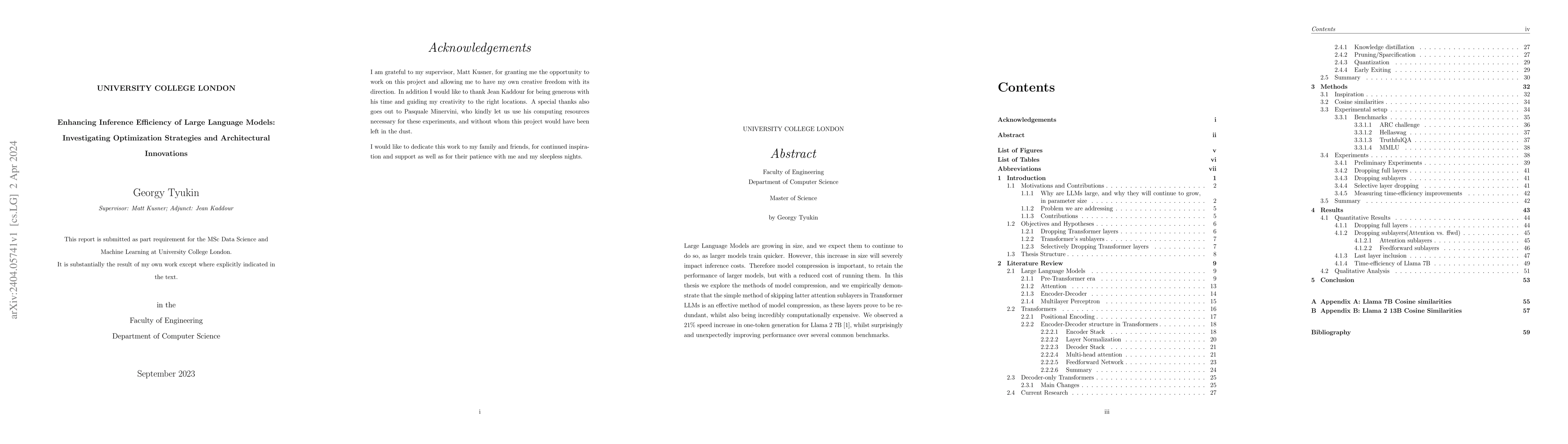 Thumbnail for Enhancing Inference Efficiency of Large Language Models: Investigating
  Optimization Strategies and Architectural Innovations