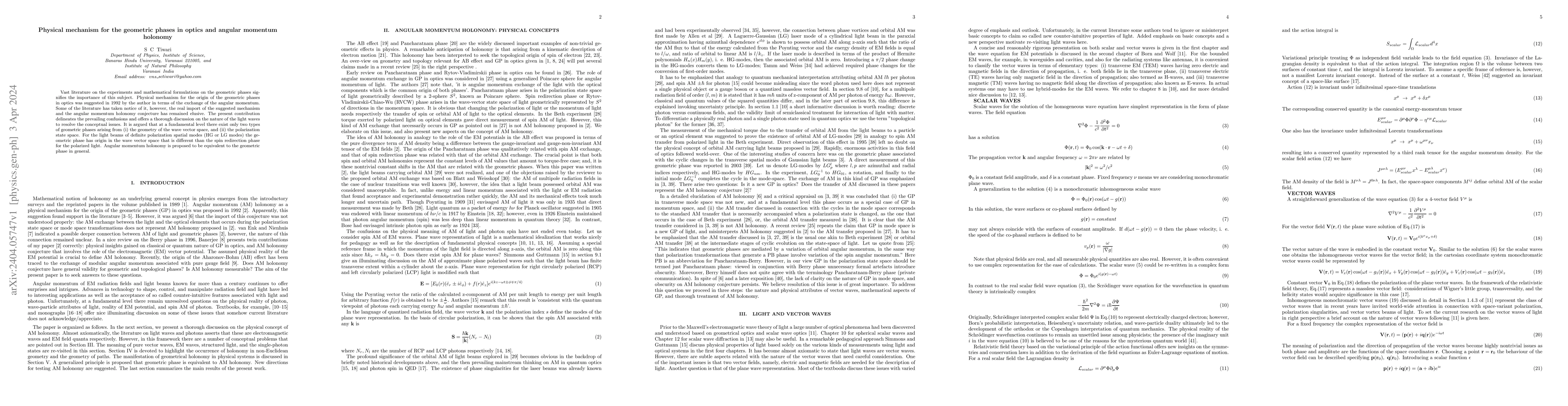 Thumbnail for Physical mechanism for the geometric phases in optics and angular
  momentum holonomy