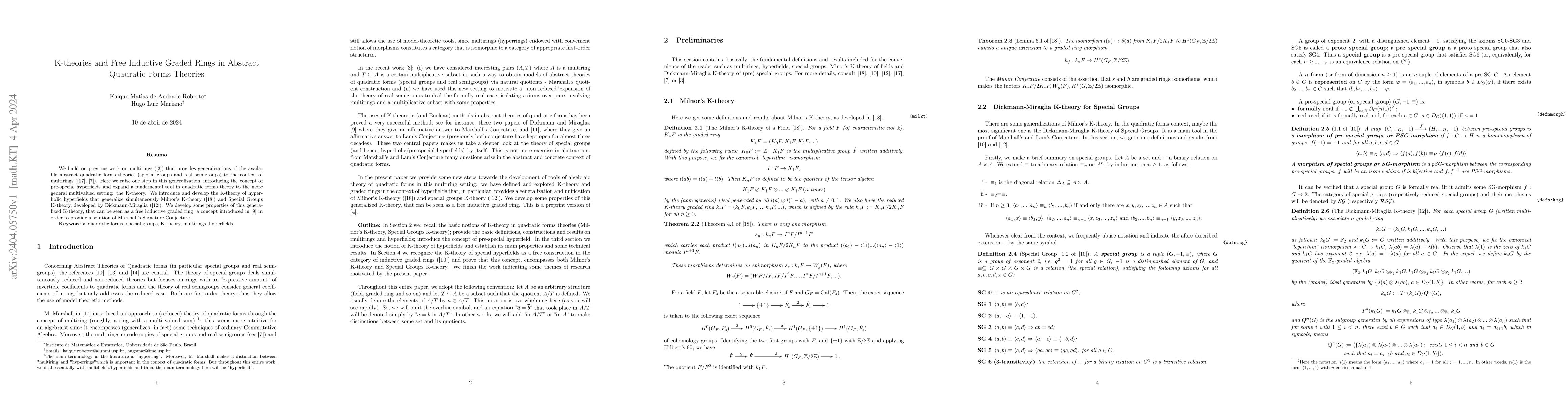 Thumbnail for K-theories and Free Inductive Graded Rings in Abstract Quadratic Forms
  Theories