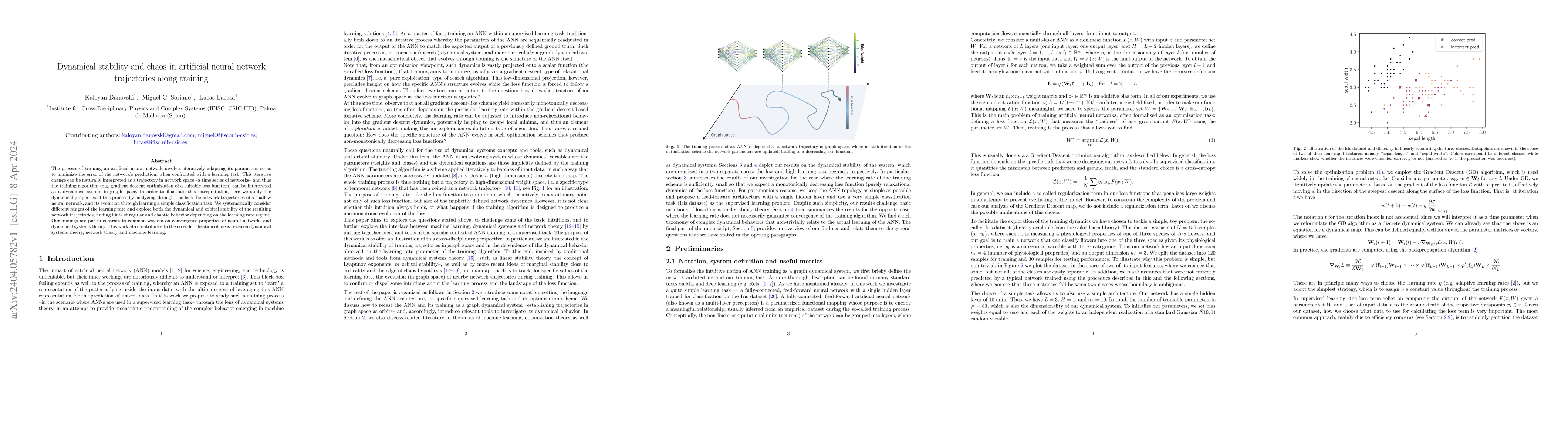 Thumbnail for Dynamical stability and chaos in artificial neural network trajectories
  along training