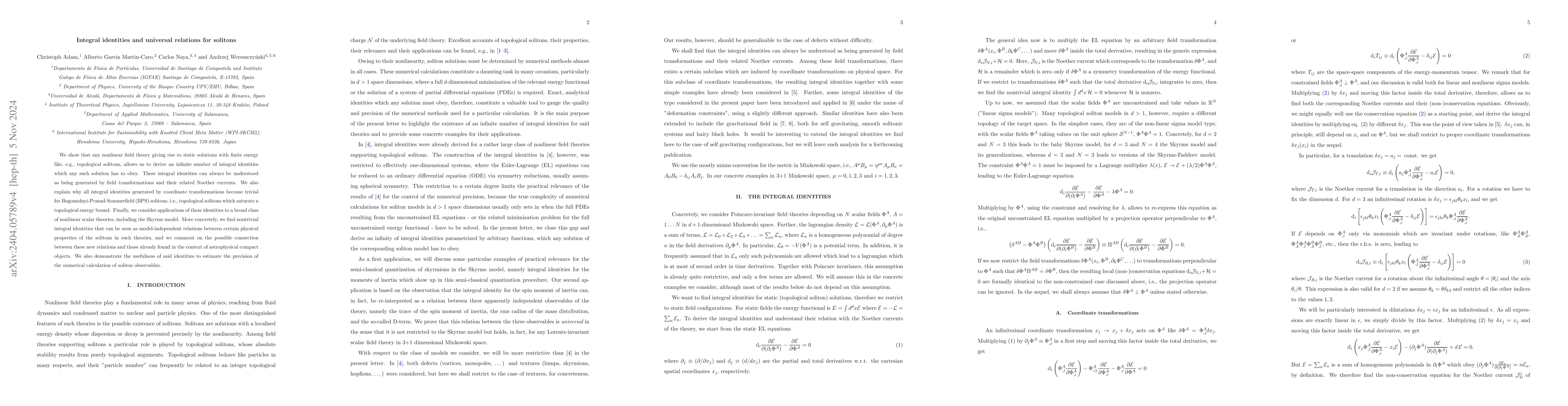 Thumbnail for Integral identities and universal relations for solitons
