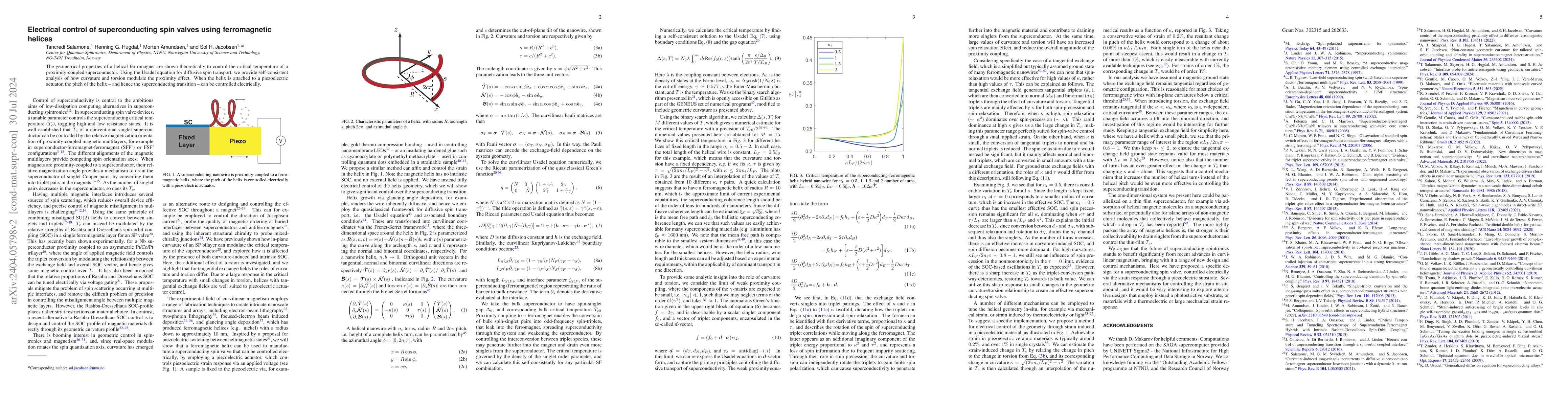 Thumbnail for Electrical control of superconducting spin valves using ferromagnetic
  helices