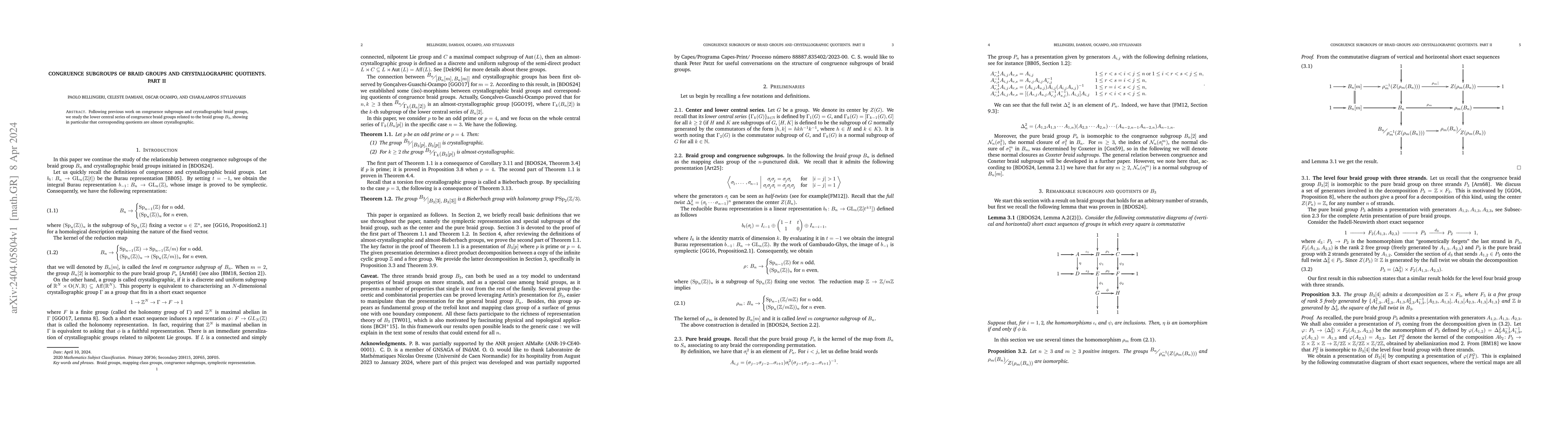 Thumbnail for Congruence subgroups of braid groups and crystallographic quotients.
  Part II