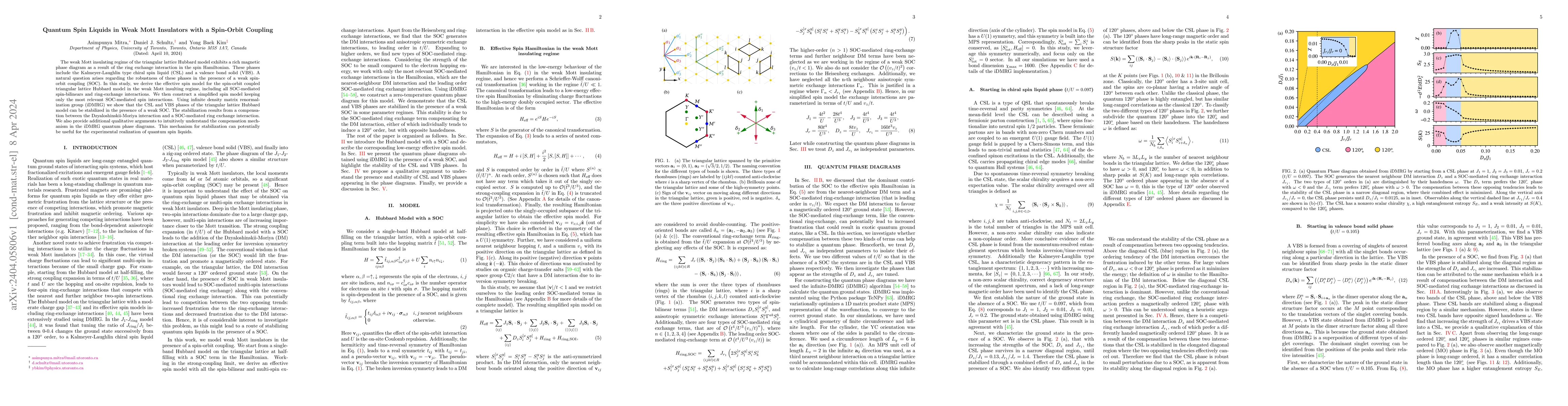 Thumbnail for Quantum Spin Liquids in Weak Mott Insulators with a Spin-Orbit Coupling