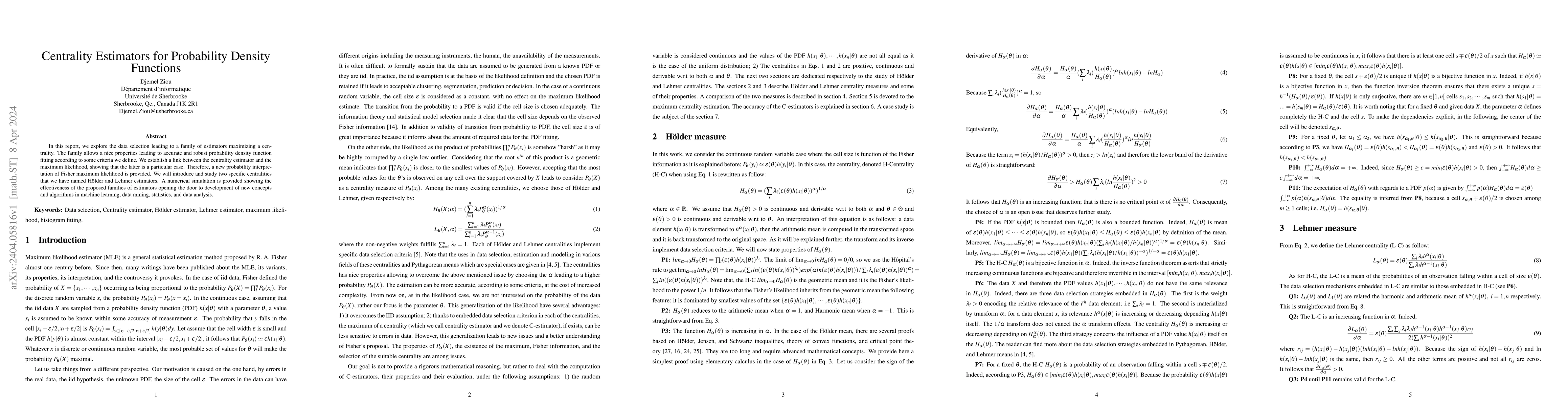 Thumbnail for Centrality Estimators for Probability Density Functions