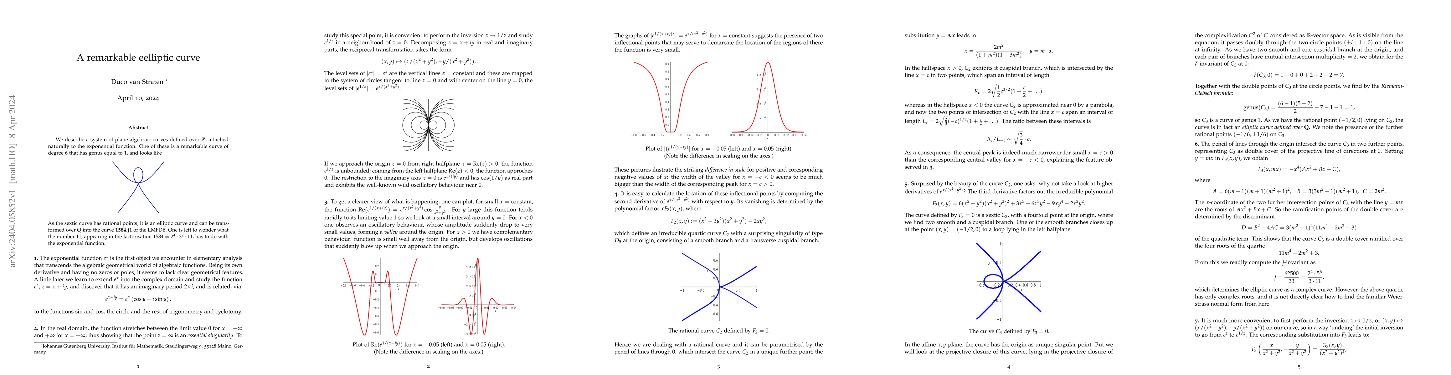 Thumbnail for A remarkable eelliptic curve