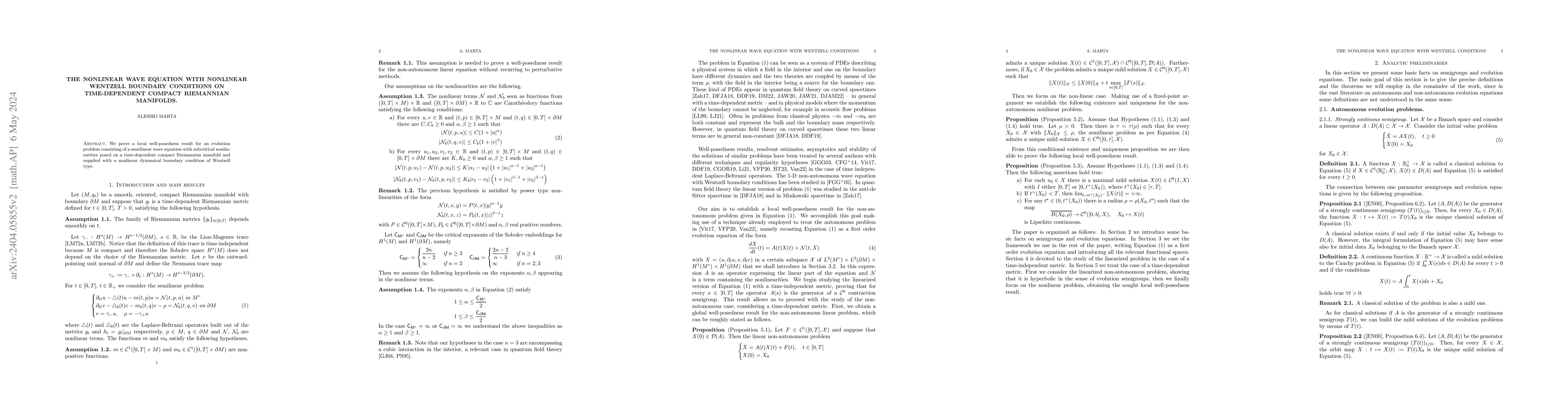 Thumbnail for The nonlinear wave equation with nonlinear Wentzell boundary conditions
  on time-dependent compact Riemannian manifolds
