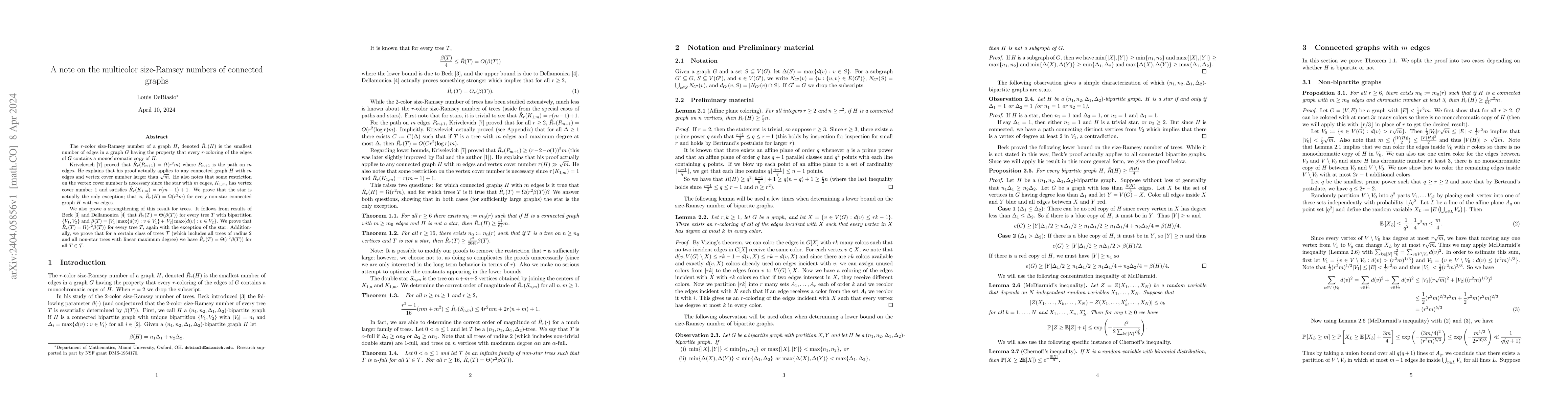 Thumbnail for A note on the multicolor size-Ramsey numbers of connected graphs