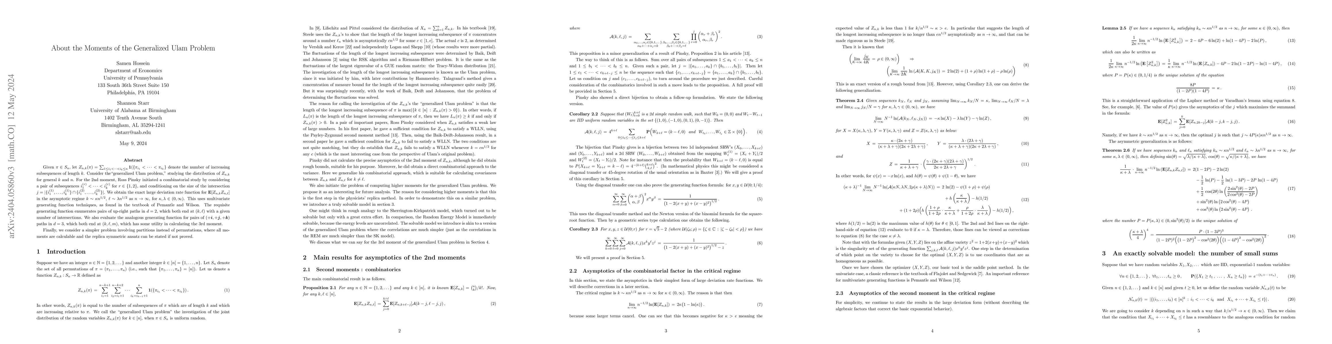 Thumbnail for About the Moments of the Generalized Ulam Problem
