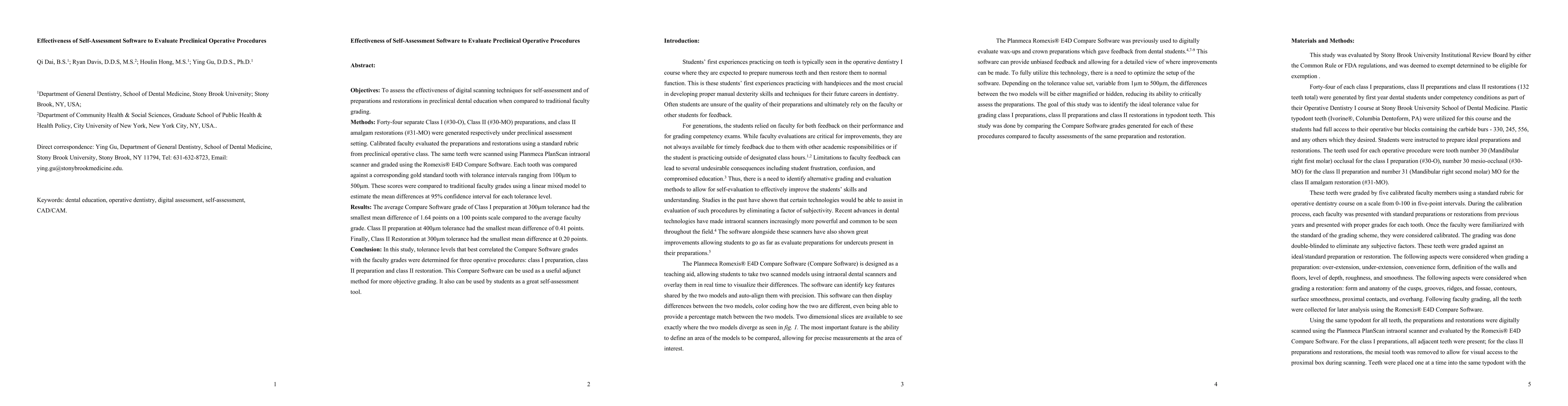 Thumbnail for Effectiveness of Self-Assessment Software to Evaluate Preclinical
  Operative Procedures