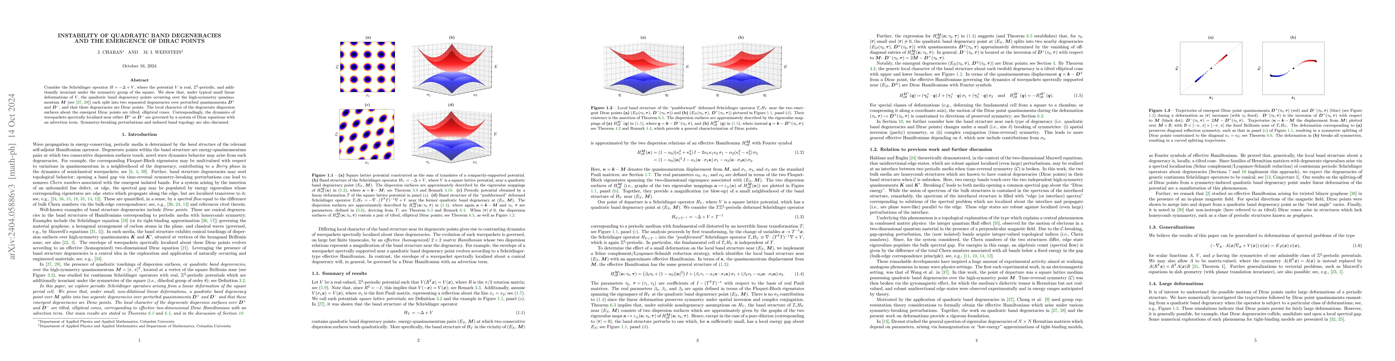 Thumbnail for Instability of quadratic band degeneracies and the emergence of Dirac
  points