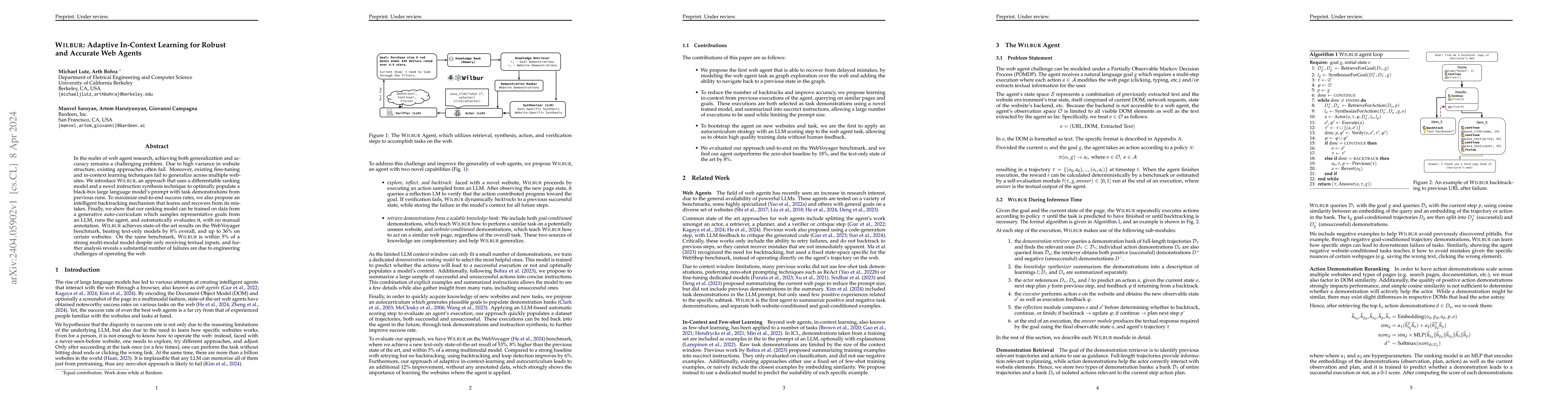 Thumbnail for WILBUR: Adaptive In-Context Learning for Robust and Accurate Web Agents