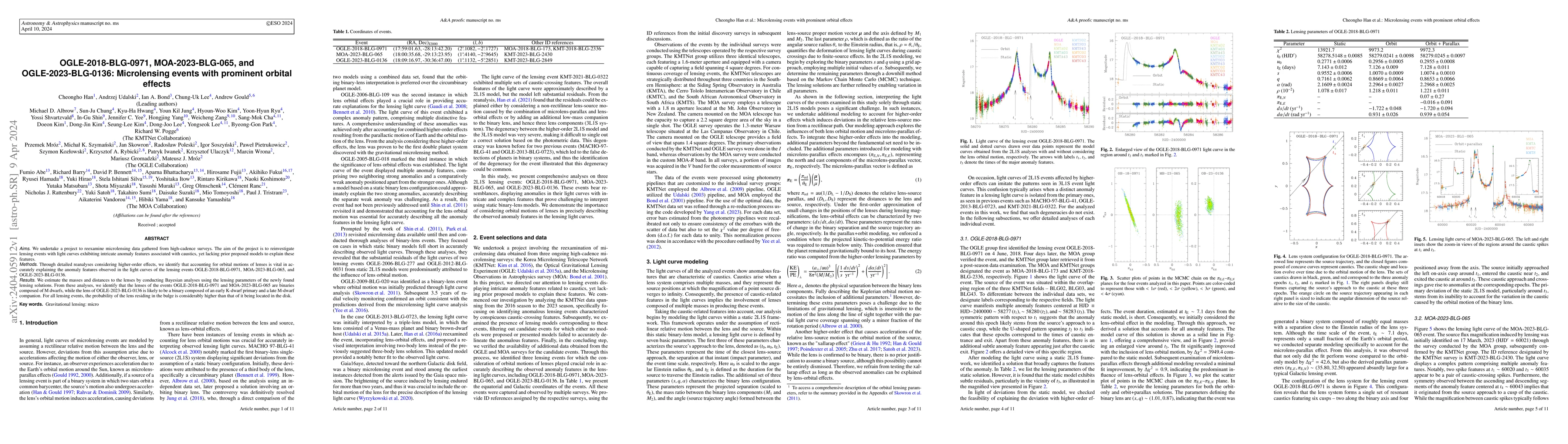 Thumbnail for OGLE-2018-BLG-0971, MOA-2023-BLG-065, and OGLE-2023-BLG-0136:
  Microlensing events with prominent orbital effects