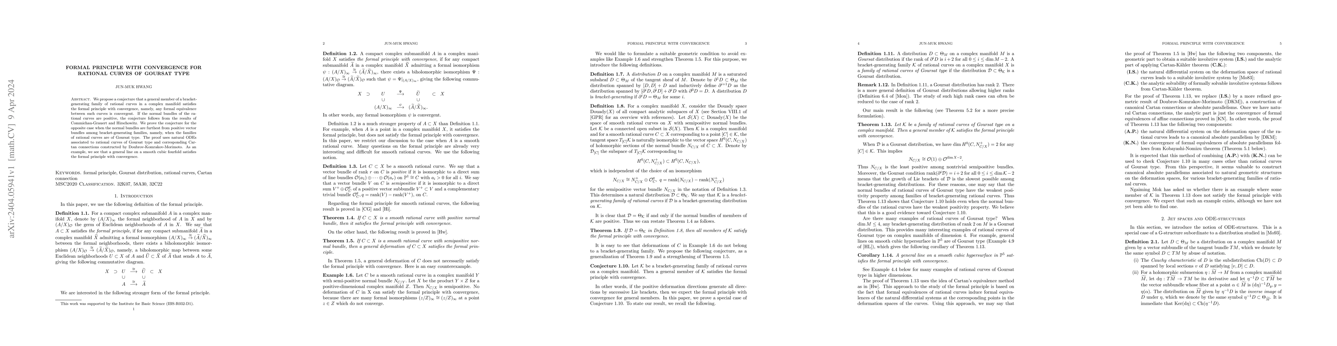 Thumbnail for Formal principle with convergence for rational curves of Goursat type