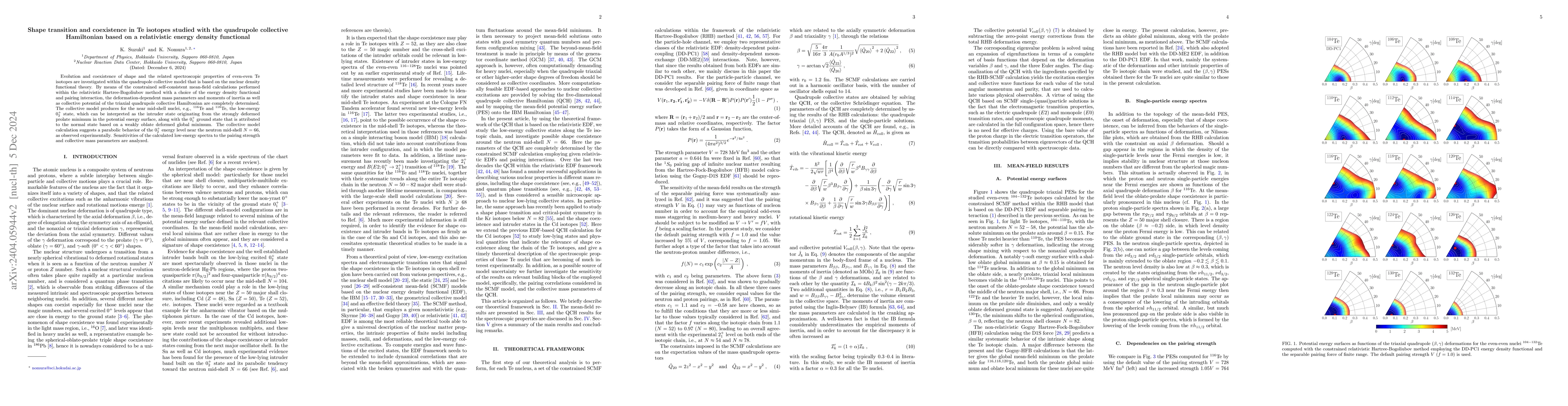 Thumbnail for Shape transition and coexistence in Te isotopes studied with the
  quadrupole collective Hamiltonian based on a relativistic energy density
  functional