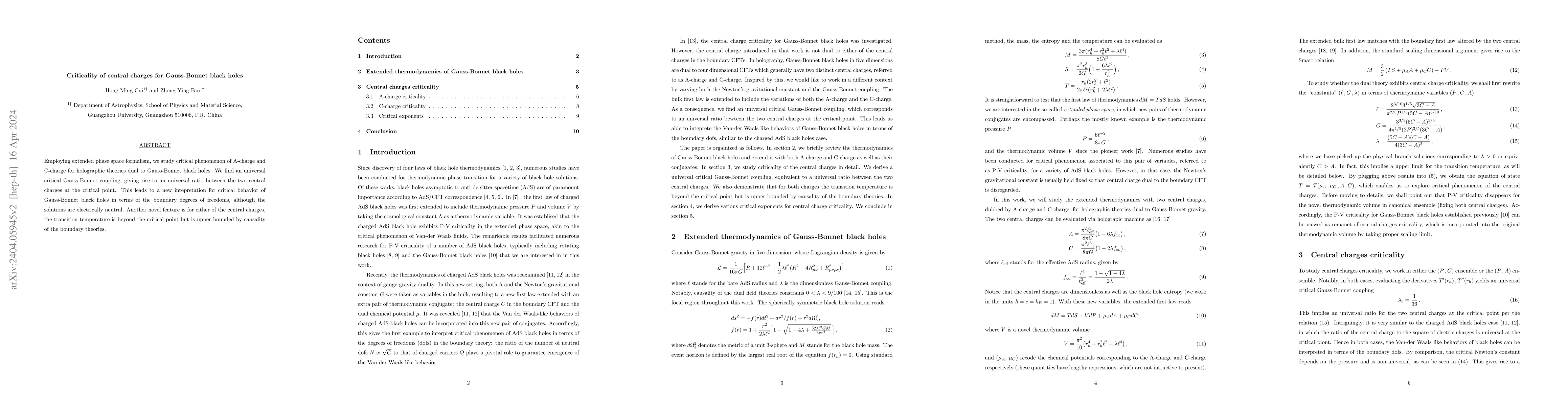 Thumbnail for Criticality of central charges for Gauss-Bonnet black holes