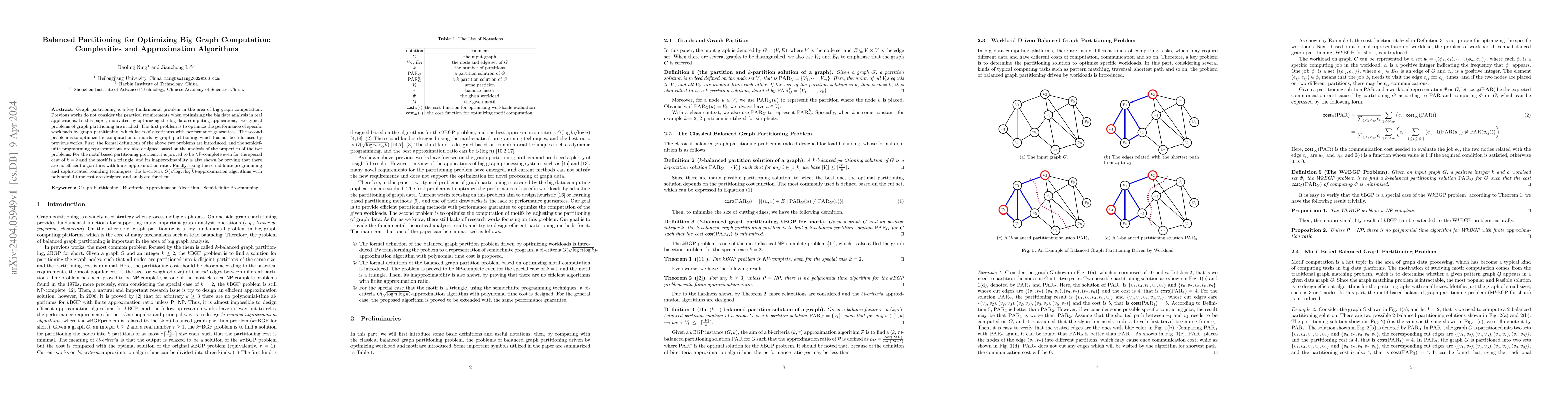 Thumbnail for Balanced Partitioning for Optimizing Big Graph Computation: Complexities
  and Approximation Algorithms