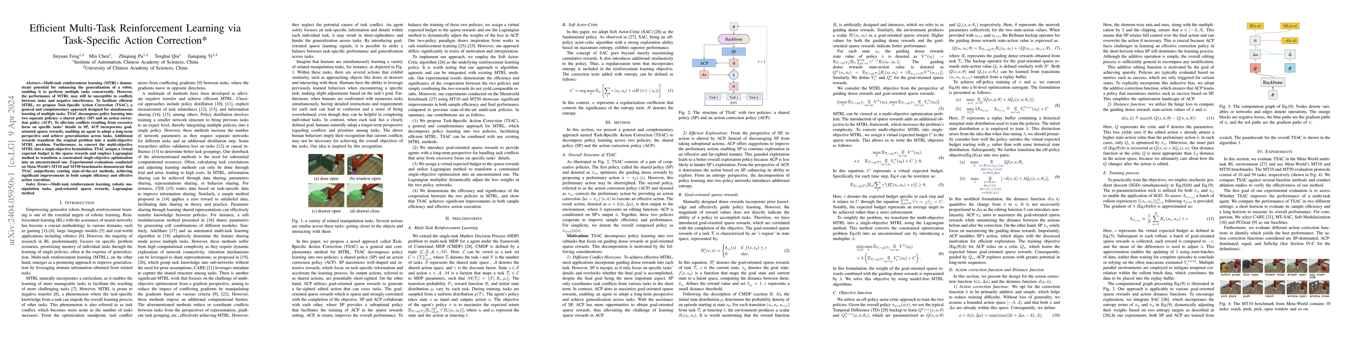 Thumbnail for Efficient Multi-Task Reinforcement Learning via Task-Specific Action
  Correction