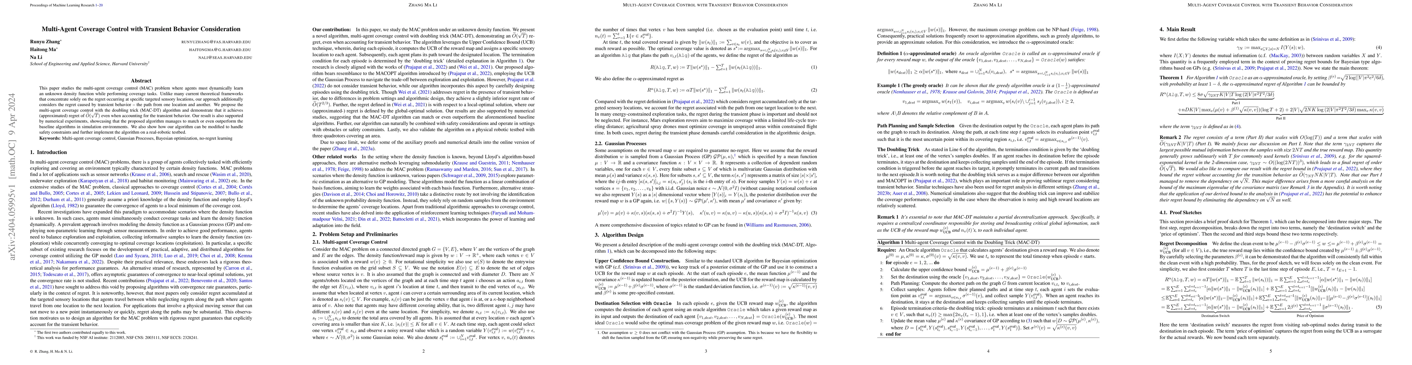 Thumbnail for Multi-Agent Coverage Control with Transient Behavior Consideration