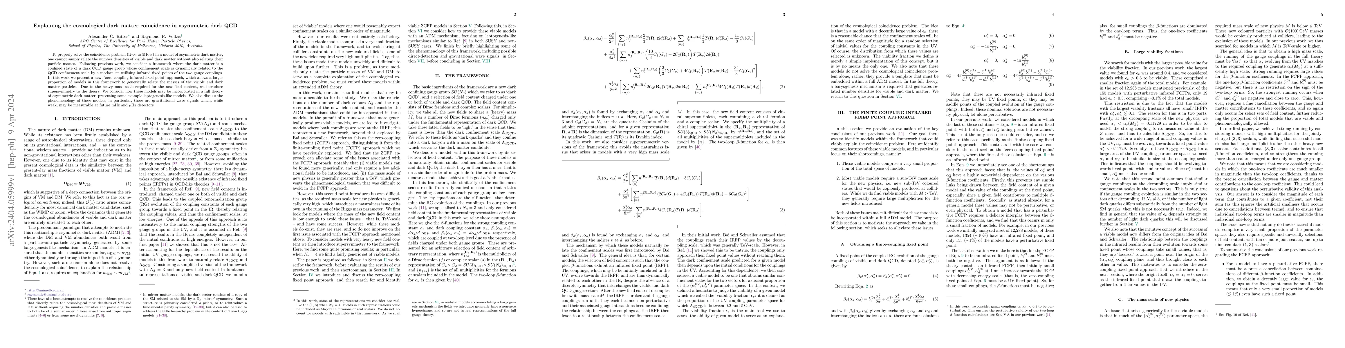 Thumbnail for Explaining the cosmological dark matter coincidence in asymmetric dark
  QCD