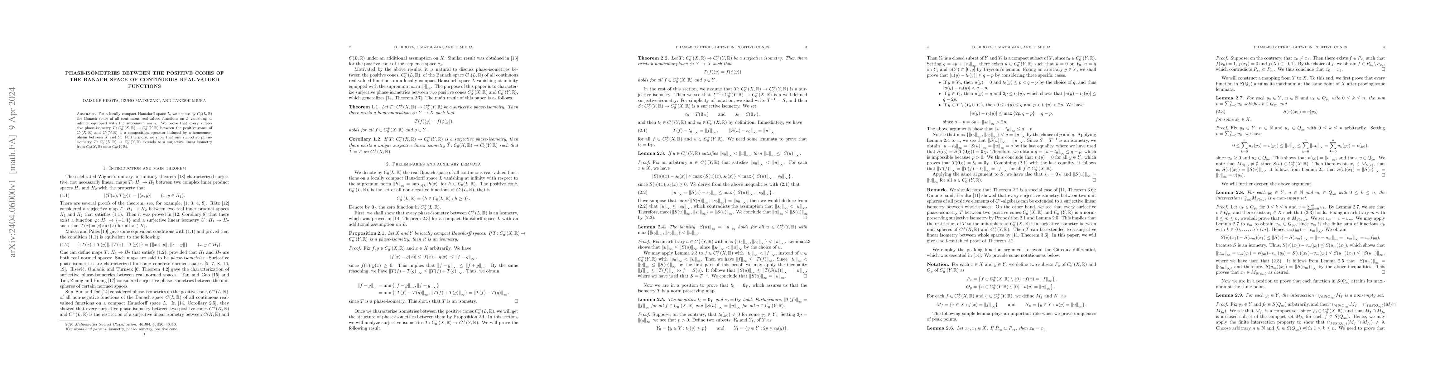 Thumbnail for Phase-isometries between the positive cones of the Banach space of
  continuous real-valued functions