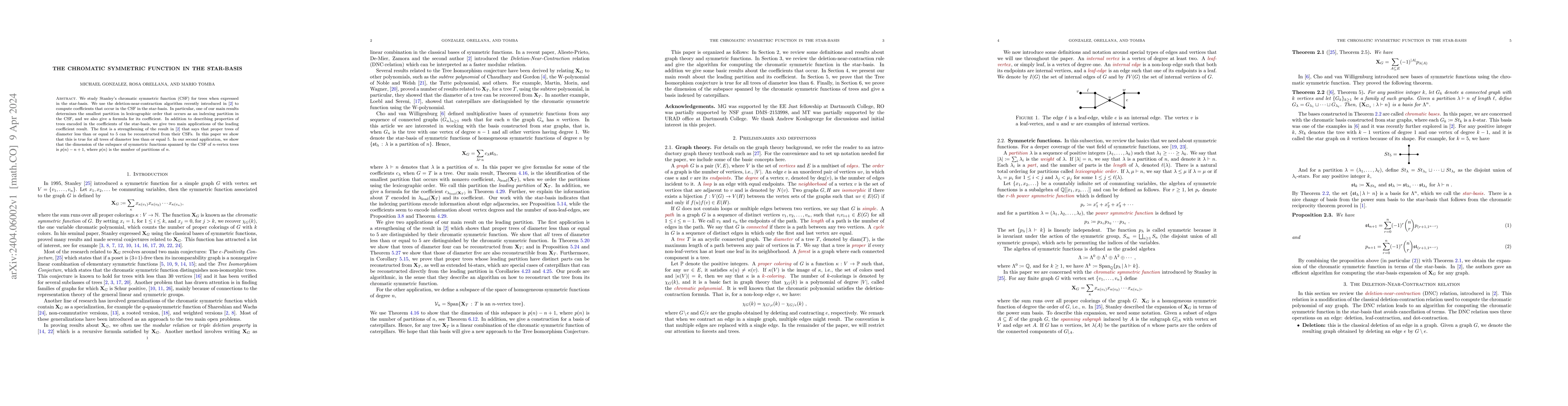 Thumbnail for The chromatic symmetric function in the star-basis