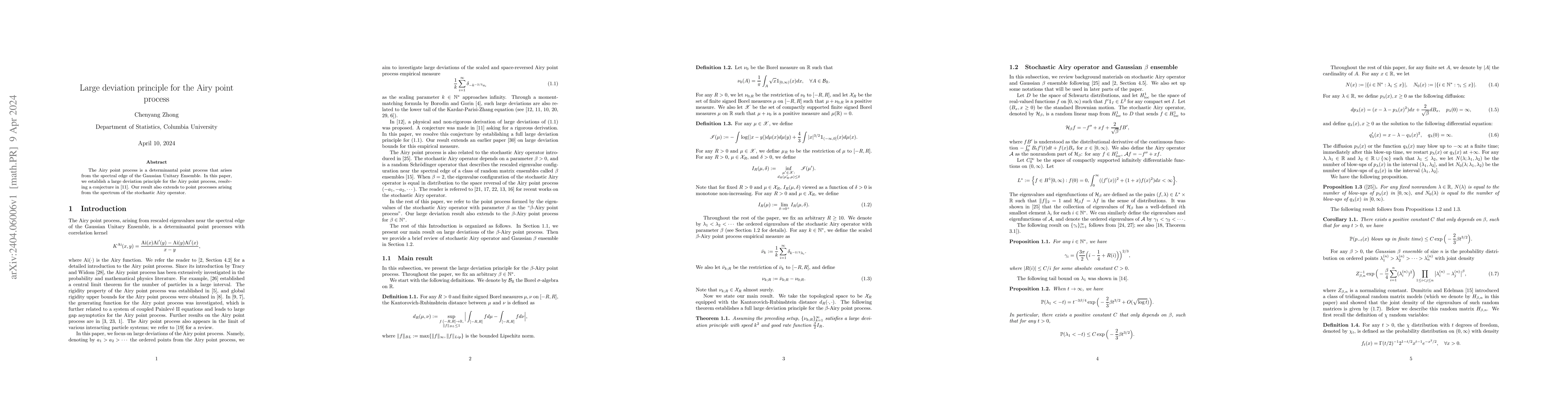 Thumbnail for Large deviation principle for the Airy point process