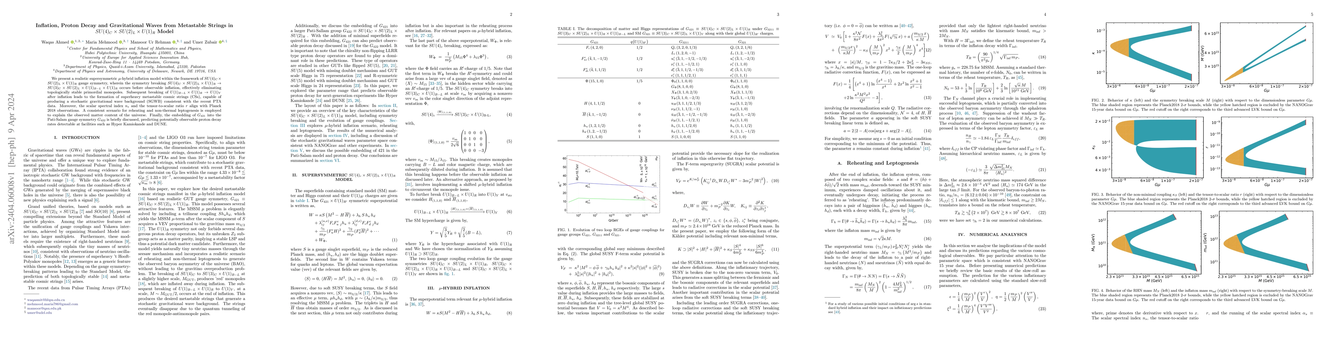 Thumbnail for Inflation, Proton Decay and Gravitational Waves from Metastable Strings
  in $SU(4)_C \times SU(2)_L \times U(1)_R$ Model