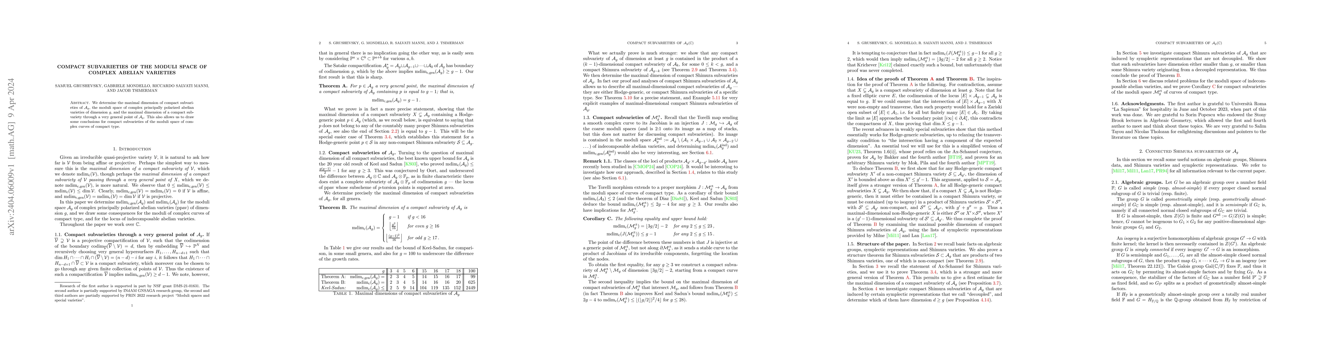 Thumbnail for Compact Subvarieties of the Moduli Space of Complex Abelian Varieties