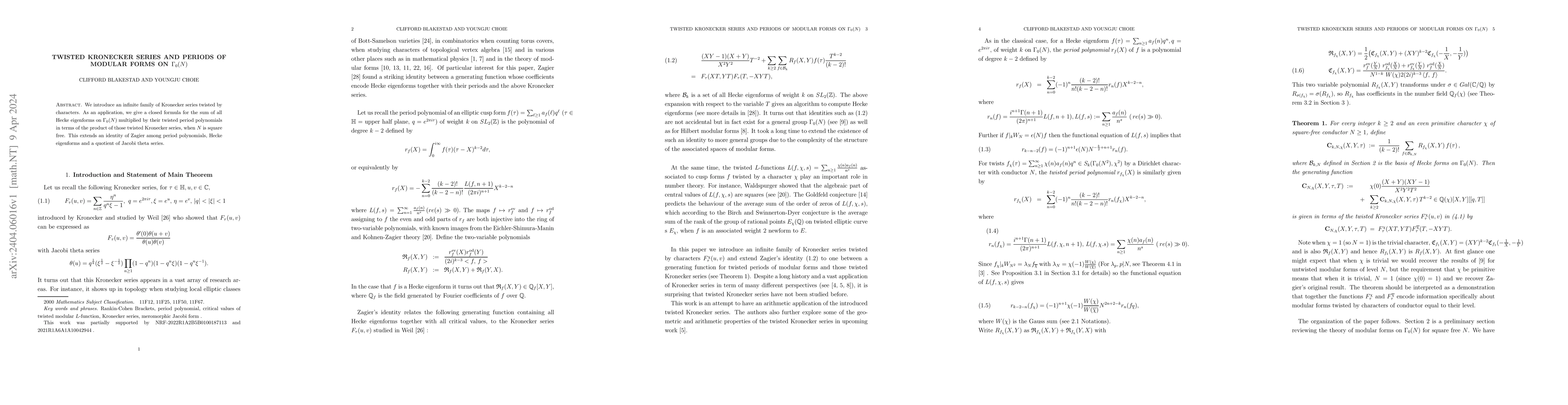 Thumbnail for Twisted Kronecker series and periods of modular forms on $\Gamma_0(N)$