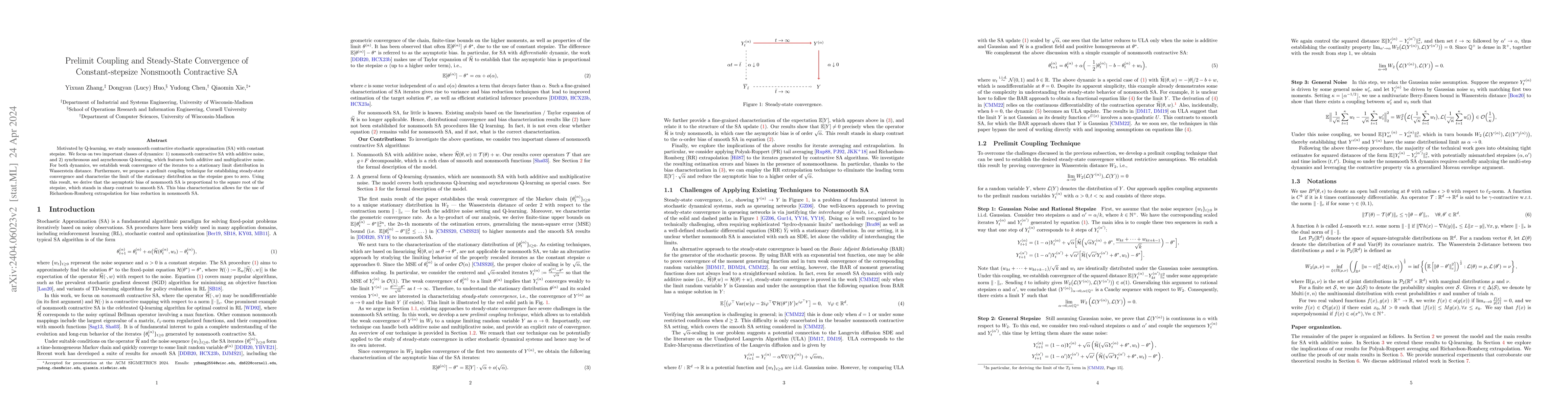 Thumbnail for Prelimit Coupling and Steady-State Convergence of Constant-stepsize
  Nonsmooth Contractive SA