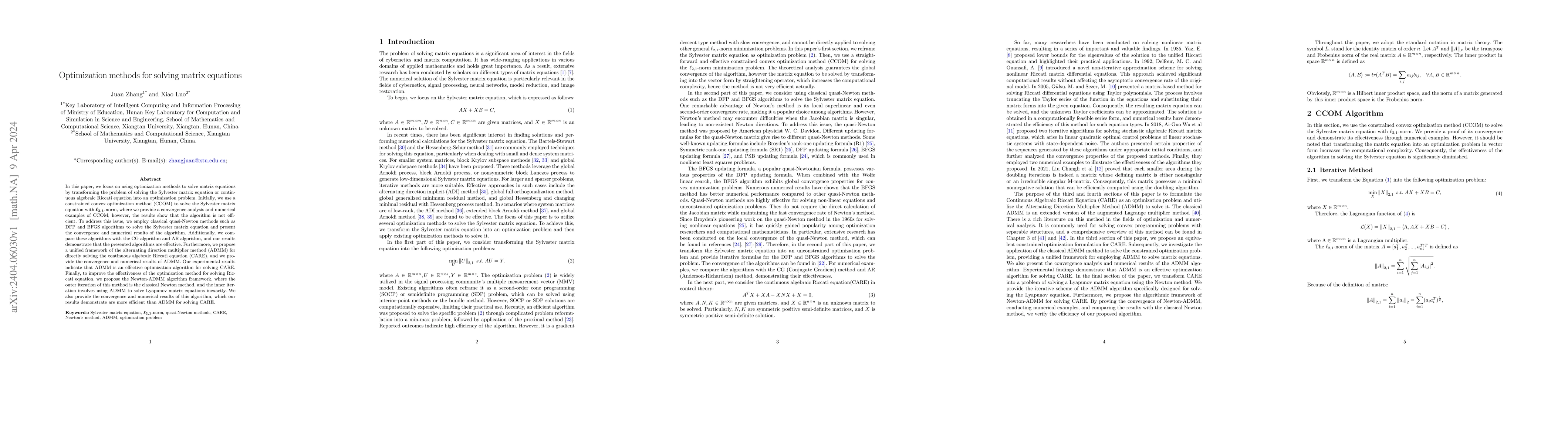 Thumbnail for Optimization methods for solving matrix equations